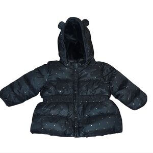 GAP Black Puffer Jacket with Gold Dots